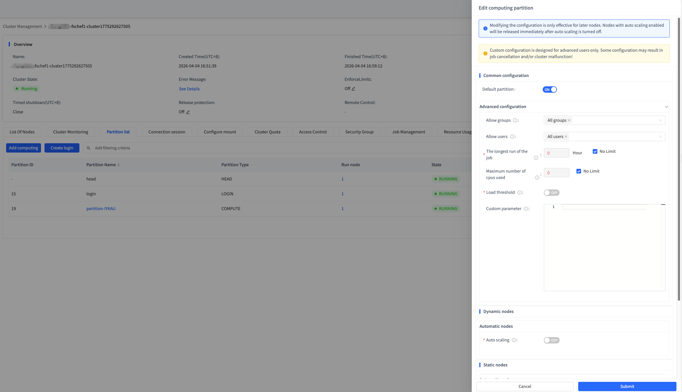 Example load-threshold configuration